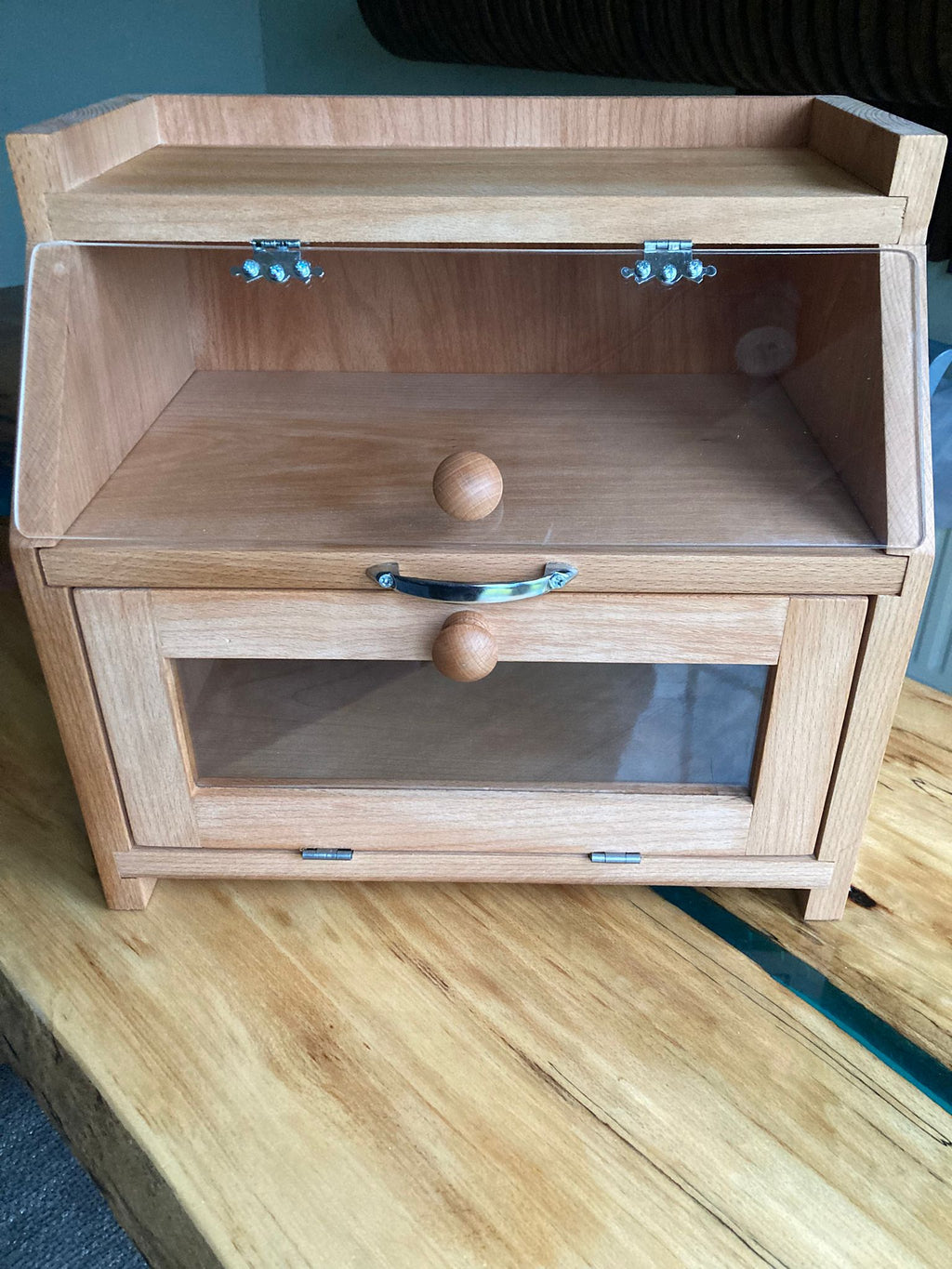 Wooden and Glass Customised Bread Storage Bin