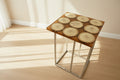 Wooden coasters on a resin built table
