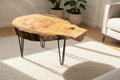 Wooden coffee table with a natural finish 